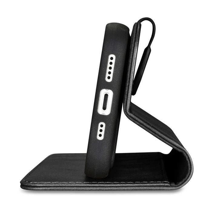 iCarer Oil Wax Wallet Case 2in1 Cover iPhone 14 Plus Anti-RFID Leather Flip Case Black (WMI14220723-BK)