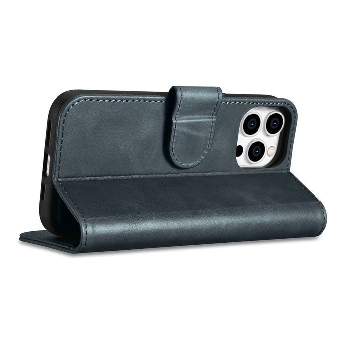 iCarer Oil Wax Wallet Case 2in1 Cover iPhone 14 Pro Max Leather Flip Cover Anti-RFID blue (WMI14220724-BU)