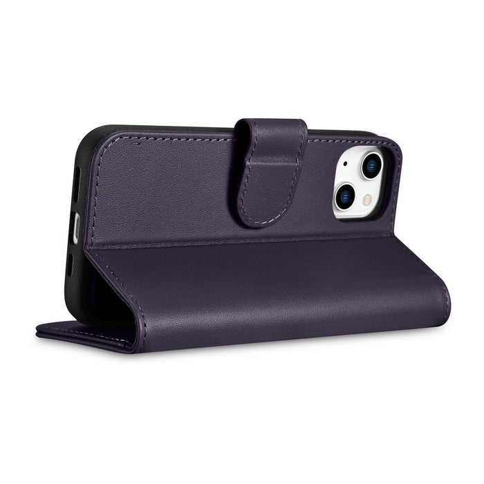 iCarer Wallet Case 2in1 Cover iPhone 14 Plus Anti-RFID Leather Flip Case Dark Purple (WMI14220727-DP)