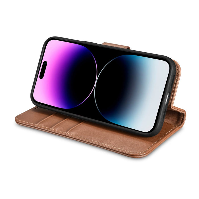 iCarer Wallet Case 2in1 Cover iPhone 14 Pro Max Leather Flip Cover Anti-RFID Brown (WMI14220728-BN)