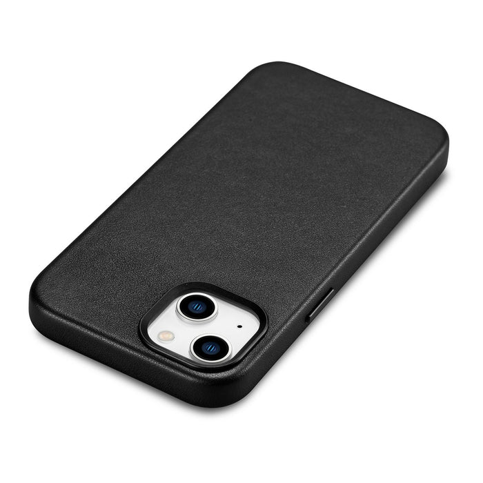iCarer Case Leather cover for iPhone 14 Plus genuine leather case black (compatible with MagSafe)