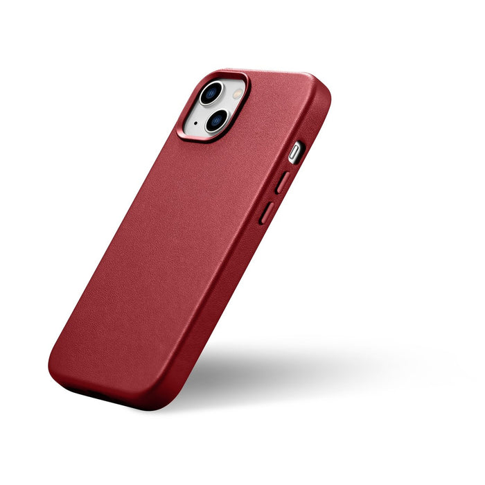 iCarer Case Leather case cover made of natural leather for iPhone 14 Plus red (compatible with MagSafe)
