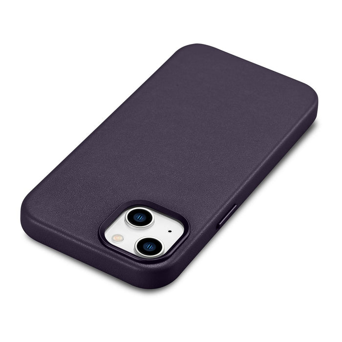 iCarer Case Leather Cover Case for iPhone 14 Plus Dark Purple (MagSafe Compatible)