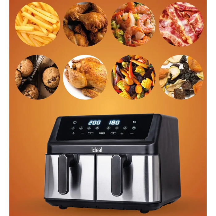 IDEAL Fat-free fryer double horizontal 9L 8 functions - including food drying - FryersAGD-FRY<<<Home Appliance