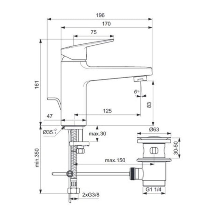 CERAPLAN H85 STANDING BASIN MIXER