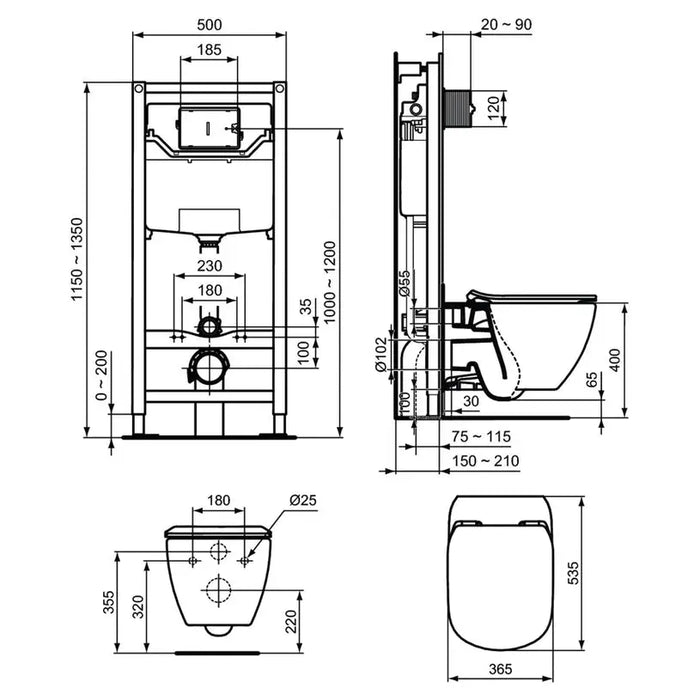 IDEALSTANDARD PROSYS TESI AQUABLADE BUILT-IN STRUCTURE SET - Структури и комплекти за вграждане<<<Санитарна керамика и