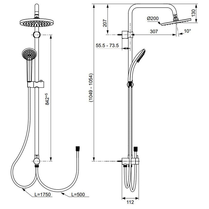 SHOWER SET IDEALSTANDARD IDEALRAIN A6281AA