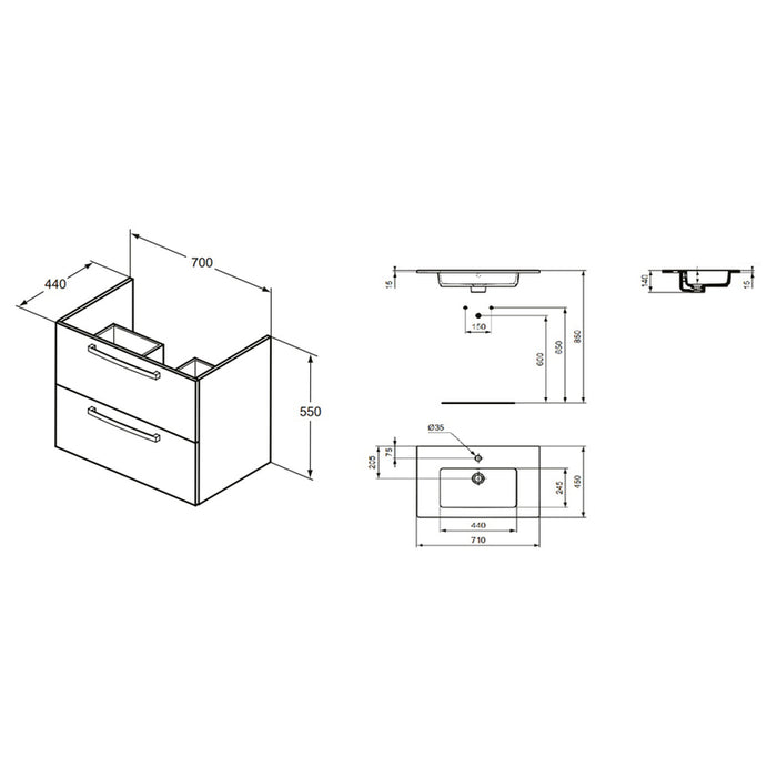 BATHROOM CABINET WITH WASHBASIN IDEALSTANDARD EUROVIT