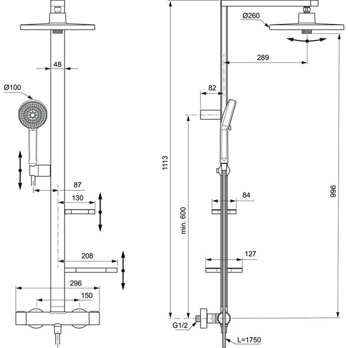 SHOWER SYSTEM THERMOSTAT CERATHERM ALU+ IDEALSTANDARD BD583RO