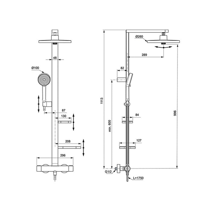 SHOWER SYSTEM THERMOSTAT CERATHERM ALU+ IDEALSTANDARD BD583XG