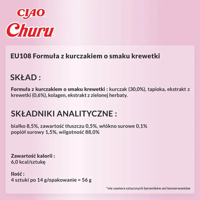 INABA Churu Chicken with prawns - cat treats - 4x14 g - DelicaciesDLK-PRZ<<<For