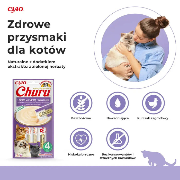 INABA Churu Chicken with prawns - cat treats - 4x14 g - DelicaciesDLK-PRZ<<<For