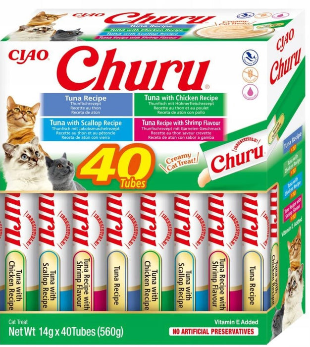 INABA Churu Variety box Tuna with seafood - cat treats - 40 x 14g
