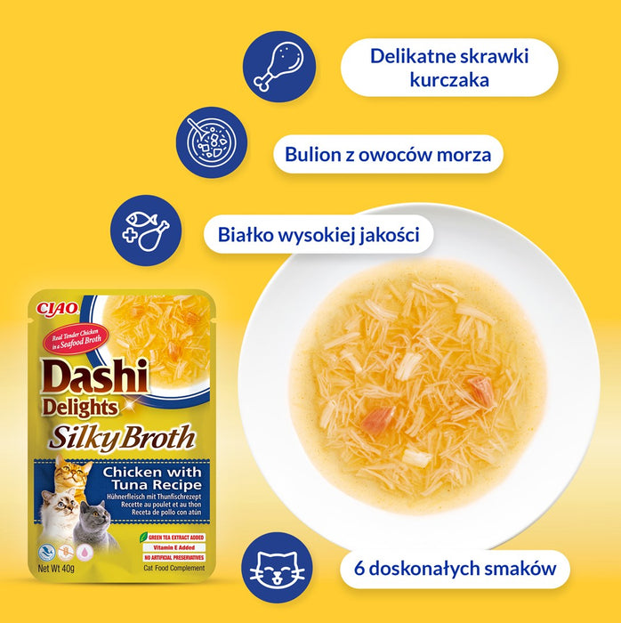 INABA CAT Dashi Delights Silky Broth Chicken with Tuna & Salmon - cat treat - 40g