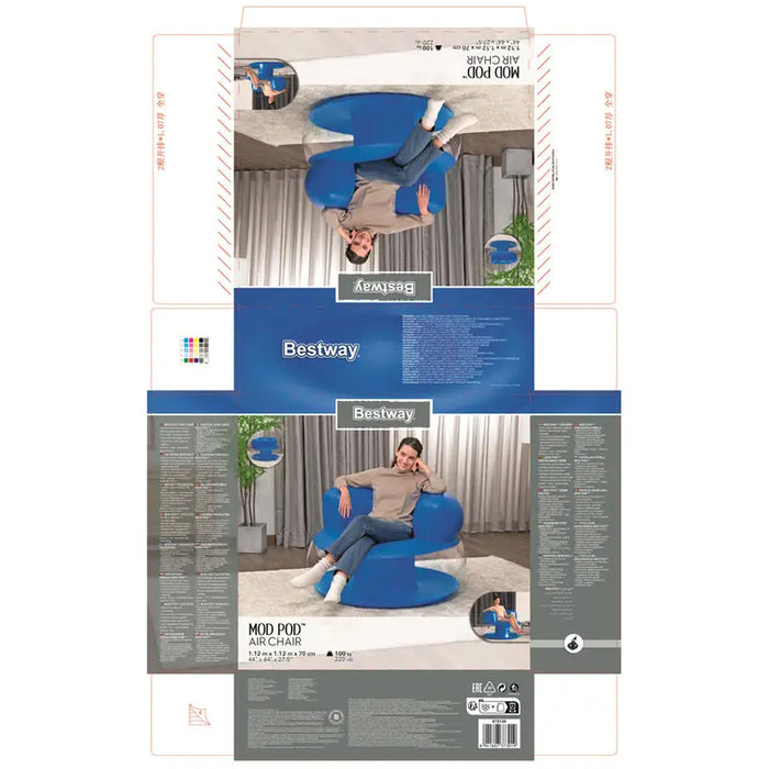 INFLATABLE CHAIR Ф112X70CM BESTWAY 75138 - Надуваеми фотьойли<<<Басейни плажни артикули и