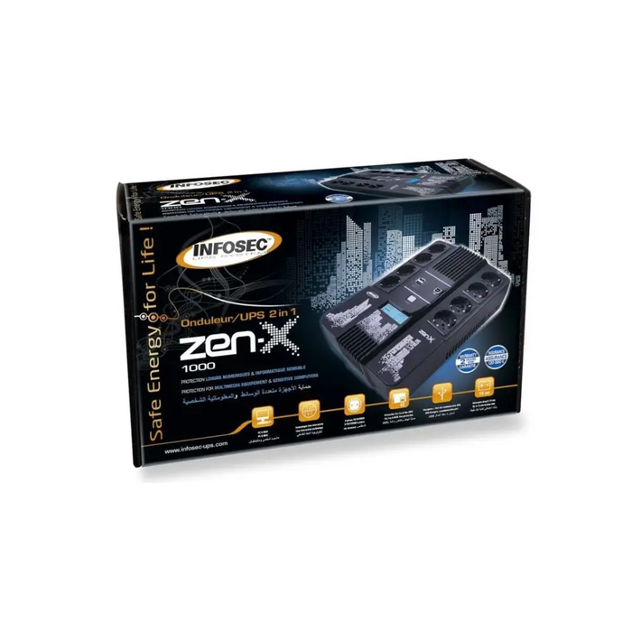 Infosec Zen-X 1000 uninterruptible power supply (UPS) Line-Interactive 1 kVA 600 W 8 AC outlet(s)