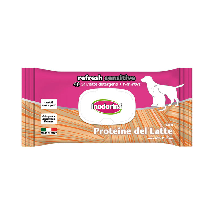 Wet Wipes for Pets Inodorina REFRESH SENSITIVE Milk protein
