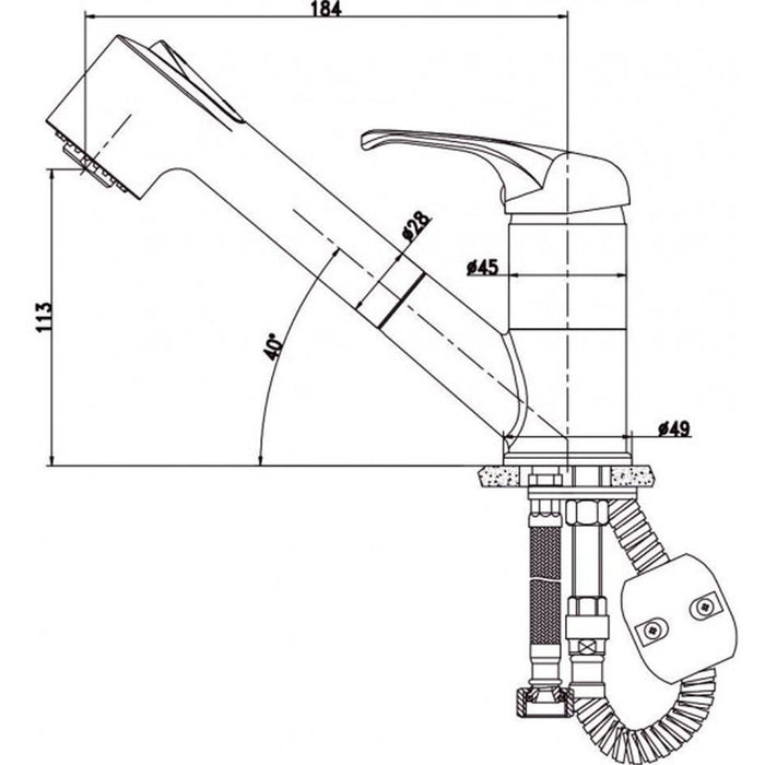 KITCHEN FAUCET WITH PULL-OUT SHOWER INTER CERAMIC 7190048