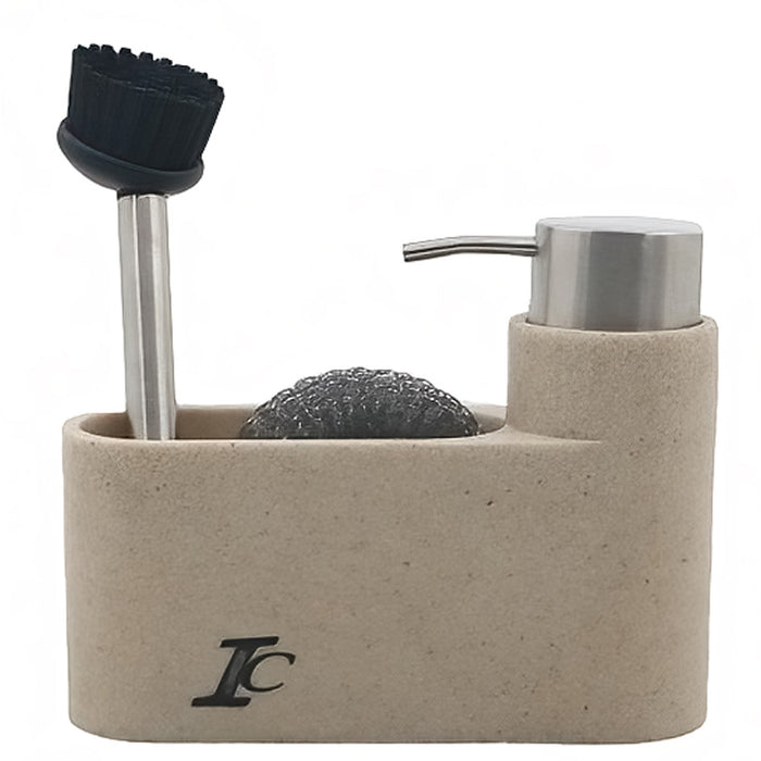 LIQUID SOAP DISPENSER WITH BRUSH HOLDER BEIGE INTER CERAMIC