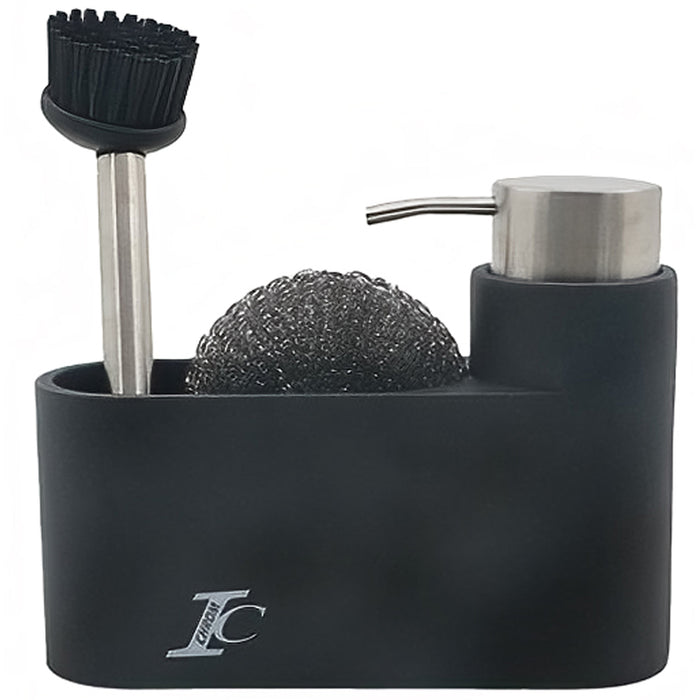 LIQUID SOAP DISPENSER WITH BRUSH HOLDER BLACK INTER CERAMIC