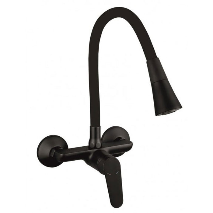 INTER CERAMIC LINNI WALL-MOUNTED KITCHEN FAUCET ALL BLACK MAT