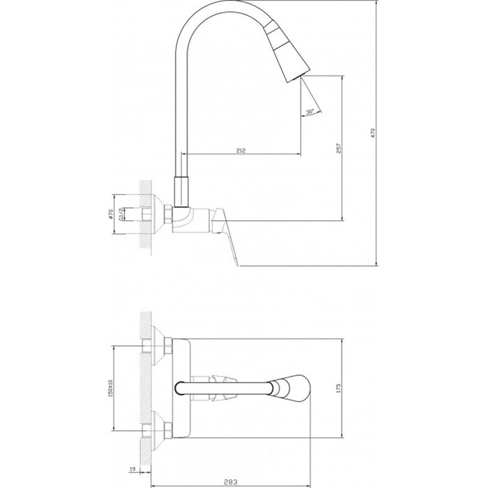 WALL MIXER FOR KITCHEN INTER CERAMIC LINNI BEIGE