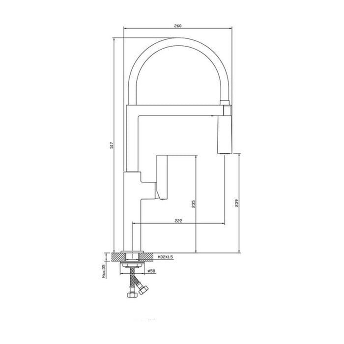 KITCHEN FAUCET WITH PULL-OUT SHOWER INTER CERAMIC GUN GRAY