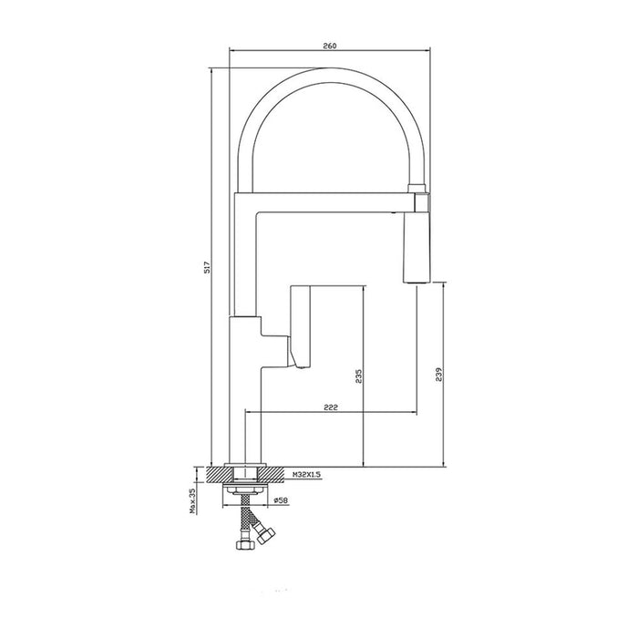 KITCHEN MIXER WITH PULL-OUT SHOWER INTER CERAMIC CHROME