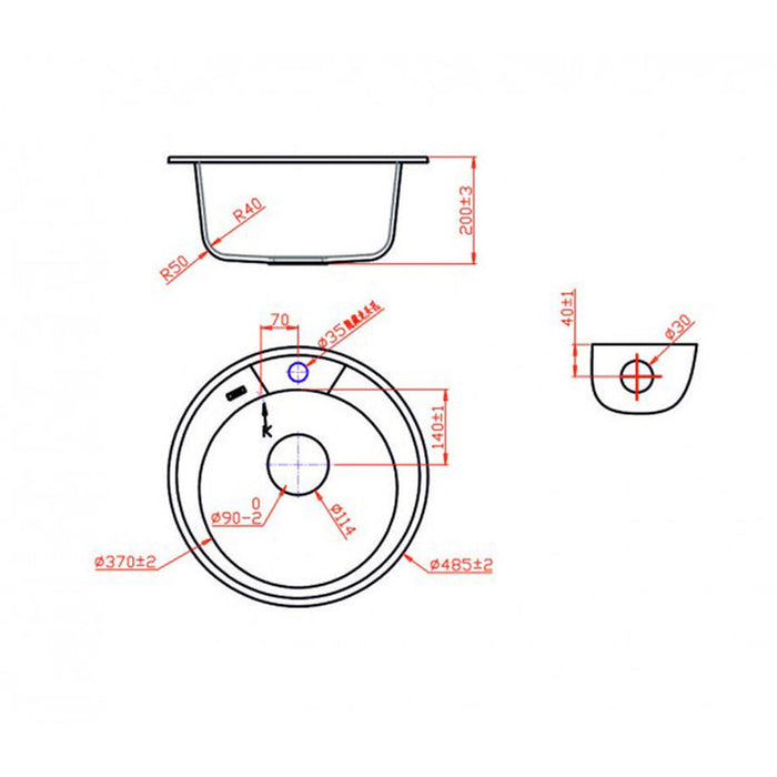 GRANITE KITCHEN SINK INTER CERAMIC ICK 8301 Ф49Х19.5 CM. BEIGE