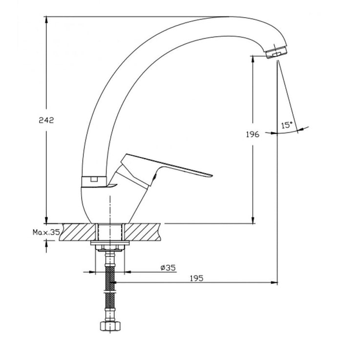 KITCHEN MIXER INTER CERAMIC LINEN HIGH