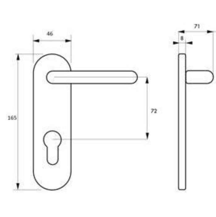 HANDLE FIRE RESISTANT INTERAX 72MM