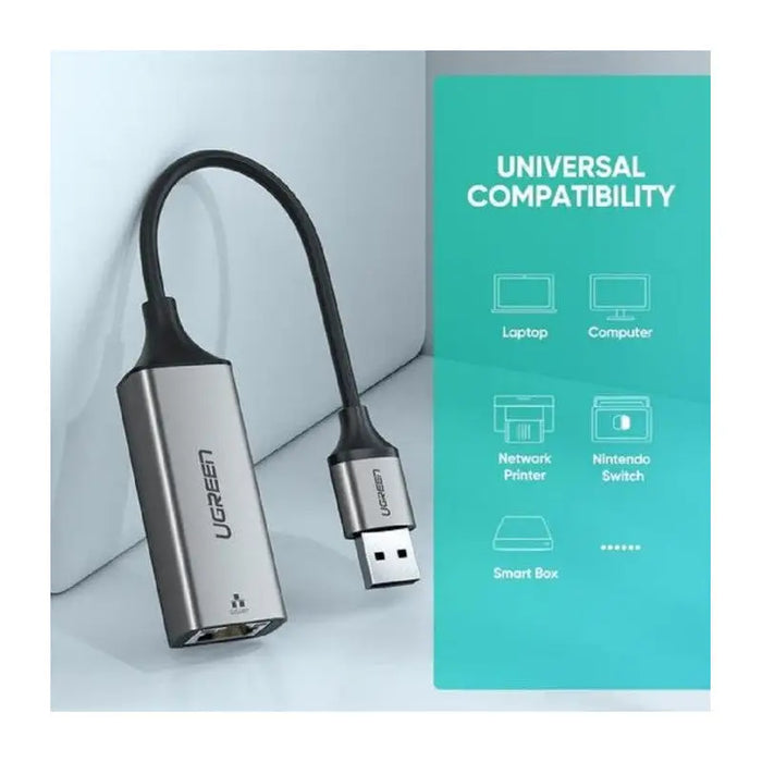 INTERNET ADAPTER USB A/RJ45 CM209 UGREEN - METAL - USB хъбове и адаптери<<<Компютърна периферия<<<AmperelB2B