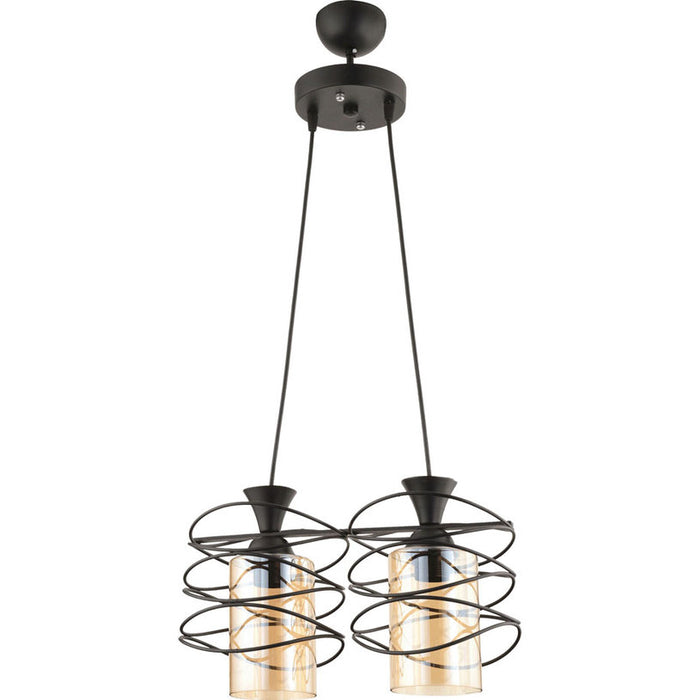 CHANDELIER 2XE27 BLACK SMOKE CUP INTO FIBELA
