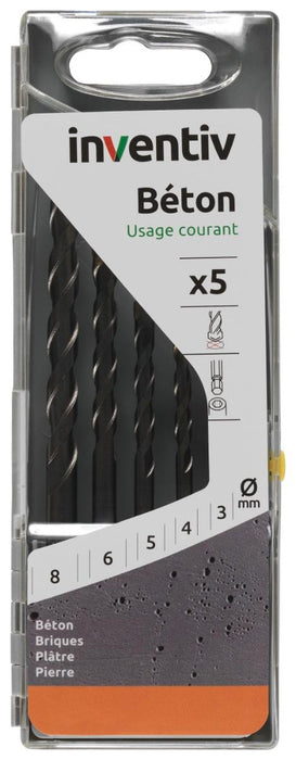 DRILL SET CONCRETE 3-8 5PCS INVENTIV