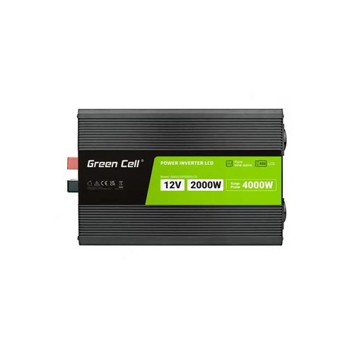 Inverter GREEN CELL 12/220V DC/AC 2000W/4000W INVGCP2000LCD LCD Pure sine wave - Инвертори<<<Непрекъсваеми