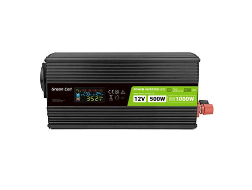 Inverter GREEN CELL 12/220V DC/AC 500W/1000W INVGC12P500LCD LCD Pure sine wave - Инвертори<<<Непрекъсваеми
