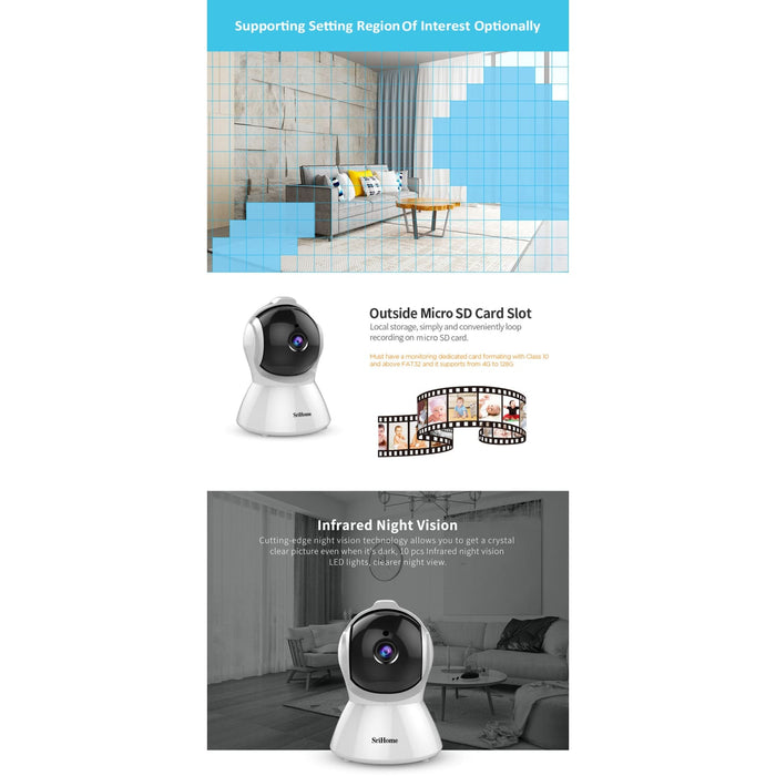 IP camera Sricam SH025 Smart Home Wifi 1080P, ONVIF, night vision, internal mounting, rotating, follow a subject