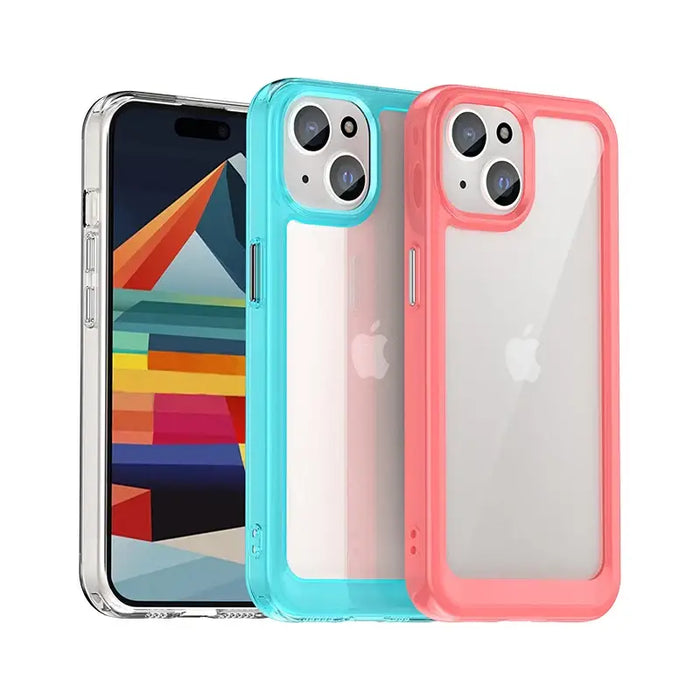 iPhone 15 Outer Space Reinforced Case with Flexible Frame - Black - Cell phone cases and covers<<<HurtelXML