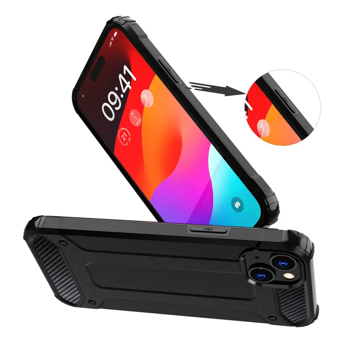 iPhone 15 Plus Hybrid Armor case - black - Cell phone cases and covers<<<HurtelXML