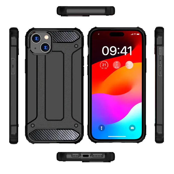 iPhone 15 Plus Hybrid Armor case - black - Cell phone cases and covers<<<HurtelXML