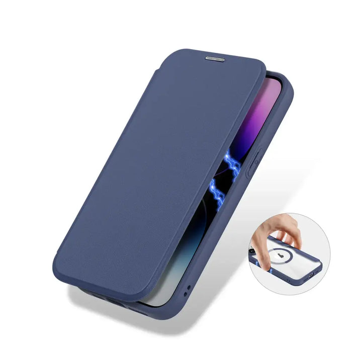 iPhone 15 Pro Magnetic MagSafe Flip Case Dux Ducis Skin X Pro - Blue - Cell phone cases and covers<<<HurtelXML
