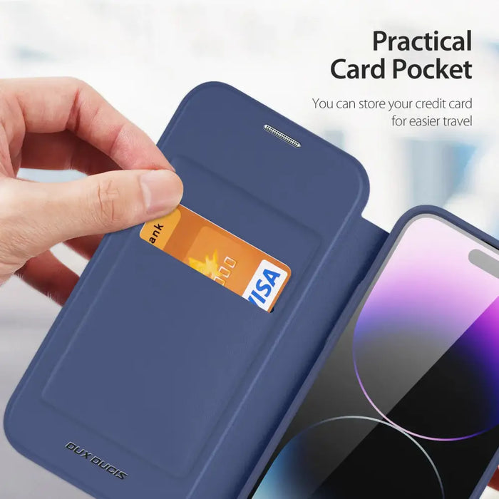 iPhone 15 Pro Magnetic MagSafe Flip Case Dux Ducis Skin X Pro - Blue - Cell phone cases and covers<<<HurtelXML
