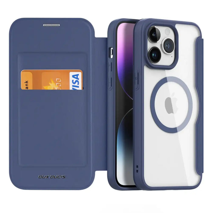 iPhone 15 Pro Magnetic MagSafe Flip Case Dux Ducis Skin X Pro - Blue - Cell phone cases and covers<<<HurtelXML