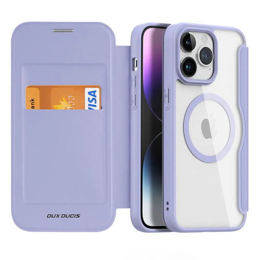 iPhone 15 Pro Max Magnetic MagSafe Flip Case Dux Ducis Skin X Pro - Purple - Cell phone cases and covers<<<HurtelXML