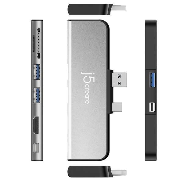 Docking station j5create JDD320B, for MS Surface Pro 4/5/6, USB-A Mini DP, Black