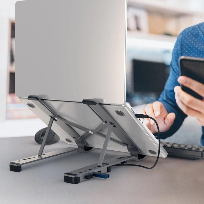 Laptop stand j5create JTS223, 4 port USB-C hub, Aluminum