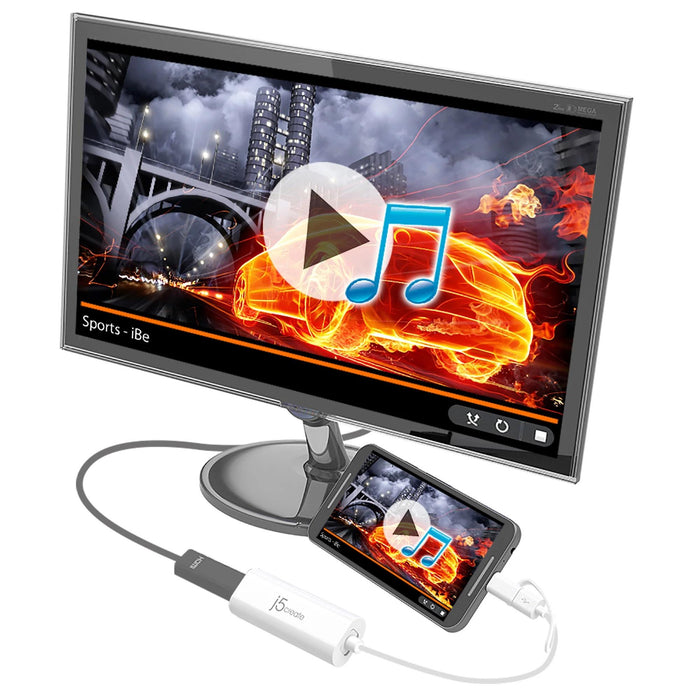 Video adapter j5create JUA165C, For Android, USB-C/USB-B male - HDMI female, White