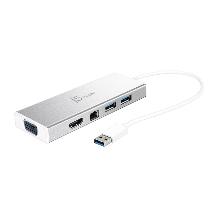 6-port hub j5create Mini Dock JUD380, USB 3.0, Gigabit Ethernet, HDMI, VGA, USB-B, White