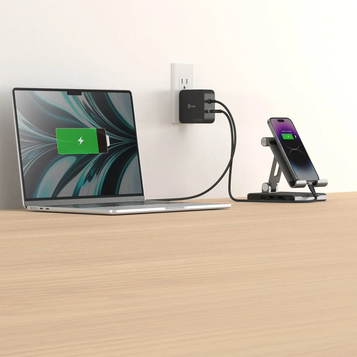 j5create JUP25102V Charger 220V- GaN 102W USB-C 2 ports- for laptops, tablets, phones