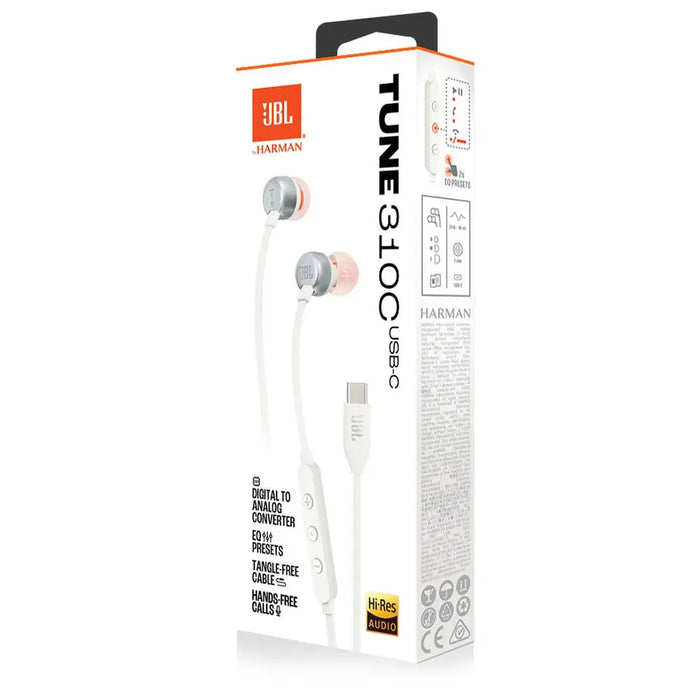 JBL Tune 310C In-Ear USB-C Headphones White - Headphones